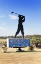 VARADERO, CUBA ÃÂ¢Ã¢âÂ¬Ã¢â¬Å FEBRUARY 5, 2013: Silhouette of golfer, sign for the Varadero Golf